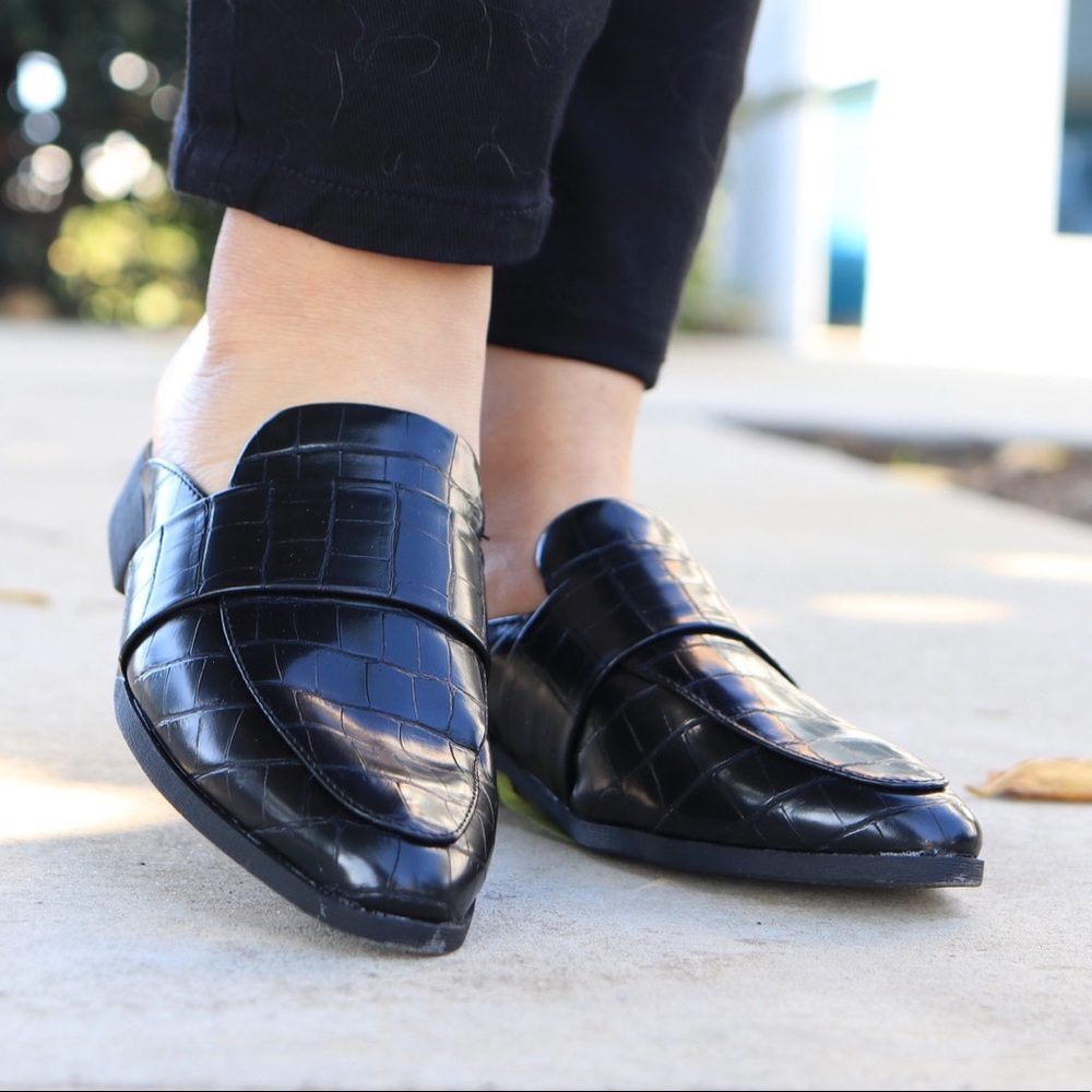 Croc Texture Mules